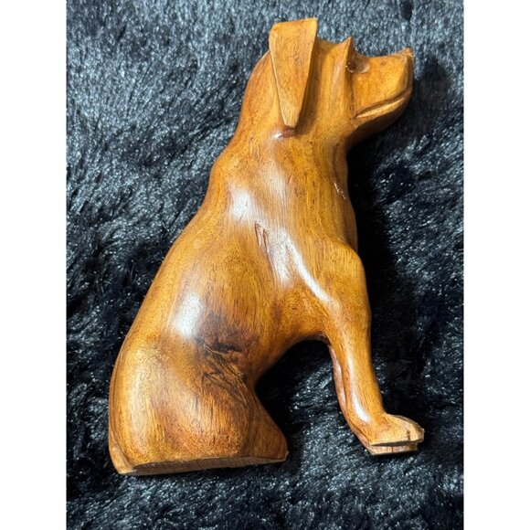 Hand-Carved Wooden Dog Figurine For Home Decor 5"Tall - Picture 6 of 8
